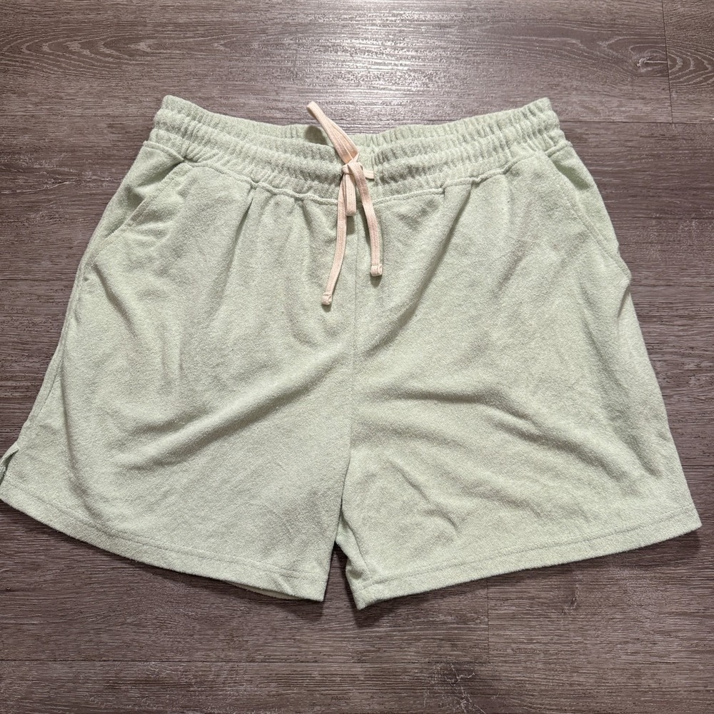 FOREVER 21 Shorts Mens XL Green Drawstring Lounge Terry 34W 5" Casual‎ Adult